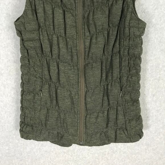 Blanc Noir Puffer Vest Small Quilted Ruched Hooded Jersey Hiking Hunter Army - Picture 3 of 10